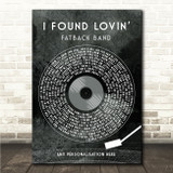 Fatback Band I Found Lovin' Grunge Grey Vinyl Record Song Lyric Wall Art Canvas Framed Print