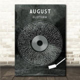 flipturn August Grunge Grey Vinyl Record Song Lyric Wall Art Canvas Framed Print