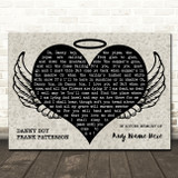 Frank Patterson Danny Boy Heart Angel Wings Halo Memorial Song Lyric Wall Art Canvas Framed Print
