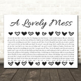 Front Porch Step A Lovely Mess Hearts Black & White In Row Song Lyric Wall Art Canvas Framed Print