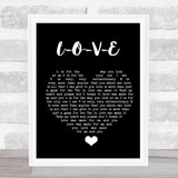 Nat King Cole L-O-V-E Black Heart Song Lyric Quote Music Print