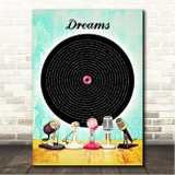 Fleetwood Mac Dreams Retro Microphone Vinyl Song Lyric Wall Art Canvas Framed Print