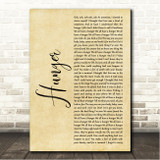 Florence + The Machine Hunger Rustic Script Song Lyric Wall Art Canvas Framed Print