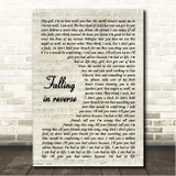 Falling in Reverse Falling in reverse Vintage Script Song Lyric Wall Art Canvas Framed Print