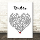 Feeder Tender White Heart Song Lyric Wall Art Canvas Framed Print