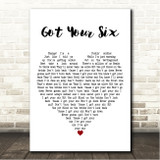 Five Finger Death Punch Got Your Six White Heart Song Lyric Wall Art Canvas Framed Print