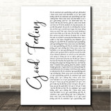 Flo Rida Good Feeling White Script Song Lyric Wall Art Canvas Framed Print