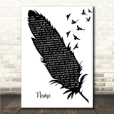 Goo Goo Dolls Name Black & White Feather & Birds Song Lyric Wall Art Canvas Framed Print