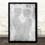 Grace Davies Roots Gay Couple Two Men Dancing Grey Song Lyric Wall Art Canvas Framed Print