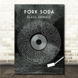 Glass Animals Pork Soda Grunge Grey Vinyl Record Song Lyric Wall Art Canvas Framed Print