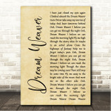 Gary Wright Dream Weaver Rustic Script Song Lyric Wall Art Canvas Framed Print