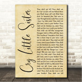 Gerard McMahon Cry Little Sister Rustic Script Song Lyric Wall Art Canvas Framed Print