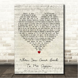 Garth Brooks When You Come Back To Me Again Script Heart Song Lyric Wall Art Canvas Framed Print