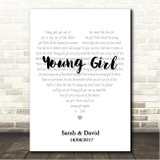 Gary Puckett & The Union Gap Young Girl Simple Heart Pale Grey Song Lyric Wall Art Canvas Framed Print