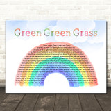 George Ezra Green Green Grass Watercolour Rainbow & Clouds Song Lyric Wall Art Canvas Framed Print