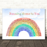 Grant Gustin Running Home to You Watercolour Rainbow & Clouds Song Lyric Wall Art Canvas Framed Print