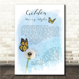 Harry Styles Golden Butterfly & Dandelion Blue Song Lyric Wall Art Canvas Framed Print