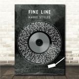 Harry Styles Fine Line Grunge Grey Vinyl Record Song Lyric Wall Art Canvas Framed Print