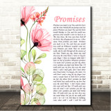 Hadestown Promises Floral Poppy Side Script Song Lyric Wall Art Canvas Framed Print