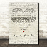 Halestorm Rose in December Script Heart Song Lyric Wall Art Canvas Framed Print