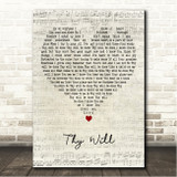 Hillary Scott & The Scott Family Thy Will Script Heart Song Lyric Wall Art Canvas Framed Print