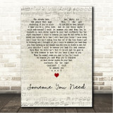 Howard Jones Someone You Need Script Heart Song Lyric Wall Art Canvas Framed Print