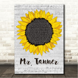 Harry Chapin Mr. Tanner Grey Script Sunflower Song Lyric Wall Art Canvas Framed Print