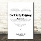 Haley Reinhart Cant Help Falling In Love Simple Heart Pale Grey Song Lyric Wall Art Canvas Framed Print