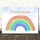 Hoobastank The Reason Watercolour Rainbow & Clouds Song Lyric Wall Art Canvas Framed Print