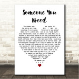 Howard Jones Someone You Need White Heart Song Lyric Wall Art Canvas Framed Print
