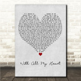ILLENIUM & JVKE With All My Heart Grey Heart Song Lyric Wall Art Canvas Framed Print