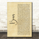 Imagine Dragons Bones Rustic Script Song Lyric Wall Art Canvas Framed Print