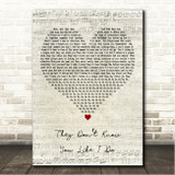 Imagine Dragons They Dont Know You Like I Do Script Heart Song Lyric Wall Art Canvas Framed Print