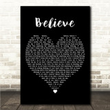 Justin Bieber Believe Black Heart Song Lyric Wall Art Canvas Framed Print