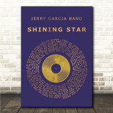 Jerry Garcia Band Shining Star Blue & Copper Gold Vinyl Record Song Lyric Wall Art Canvas Framed Print