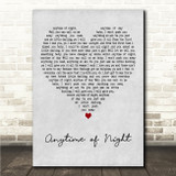 Jesse Roper Anytime of Night Grey Heart Song Lyric Wall Art Canvas Framed Print