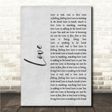 John Lennon Love Grey Rustic Script Song Lyric Wall Art Canvas Framed Print