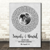 Jason Mraz Best Friend Grey Vinyl Record Wedding First Dance Photo Song Lyric Wall Art Canvas Framed Print