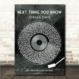 Jordan Davis Next Thing You Know Grunge Grey Vinyl Record Song Lyric Wall Art Canvas Framed Print