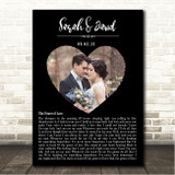 Jennifer Rush The Power of Love Heart Wedding Photo Black Names Date Bottom Script Song Lyric Wall Art Canvas Framed Print