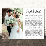Jennifer Lopez On My Way (Marry Me) Landscape Rectangle Full Side Wedding Photo White Song Lyric Wall Art Canvas Framed Print
