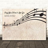 James Arthur Say You Wont Let Go Landscape Wavy Music Notes Song Lyric Wall Art Canvas Framed Print