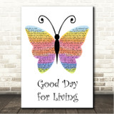 Joe Nichols Good Day for Living Rainbow Butterfly Song Lyric Wall Art Canvas Framed Print