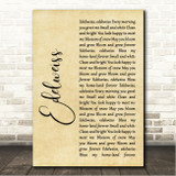 Julie Andrews Edelweiss Rustic Script Song Lyric Wall Art Canvas Framed Print