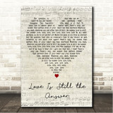 Jason Mraz Love Is Still the Answer Script Heart Song Lyric Wall Art Canvas Framed Print