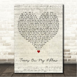 Johnny Nash Tears On My Pillow Script Heart Song Lyric Wall Art Canvas Framed Print