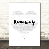 Jefferson Starship Runaway Simple Heart Pale Grey Song Lyric Wall Art Canvas Framed Print