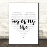 John Fogerty Joy Of My Life Simple Heart Pale Grey Song Lyric Wall Art Canvas Framed Print