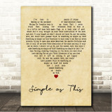 Jake Bugg Simple as This Vintage Heart Song Lyric Wall Art Canvas Framed Print