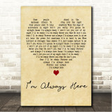 Jimi Jamison Im Always Here Vintage Heart Song Lyric Wall Art Canvas Framed Print
